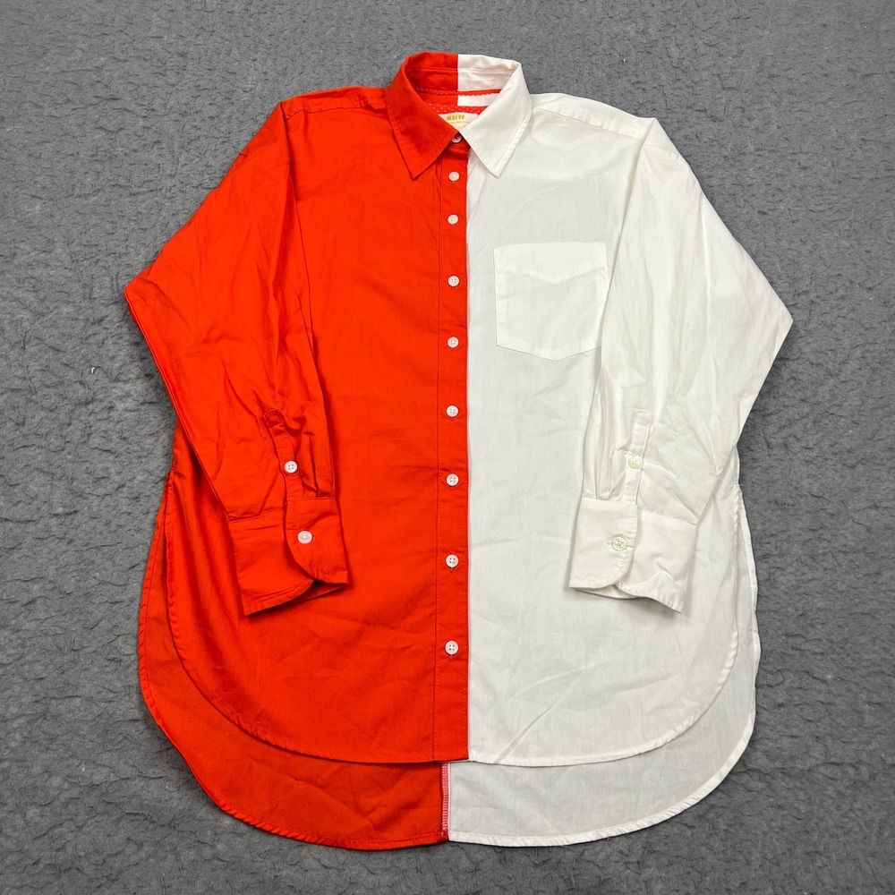 Anthropologie MAEVE Bennet Shirt Women's XS Red/White Colorblock Button Up Top
